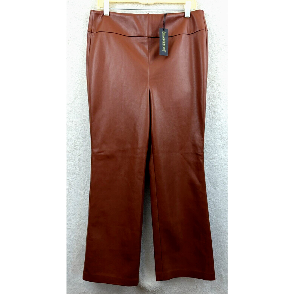 Blank NYC sz 31 High Rise Faux Leather Vegan Pants wide leg brown 1514